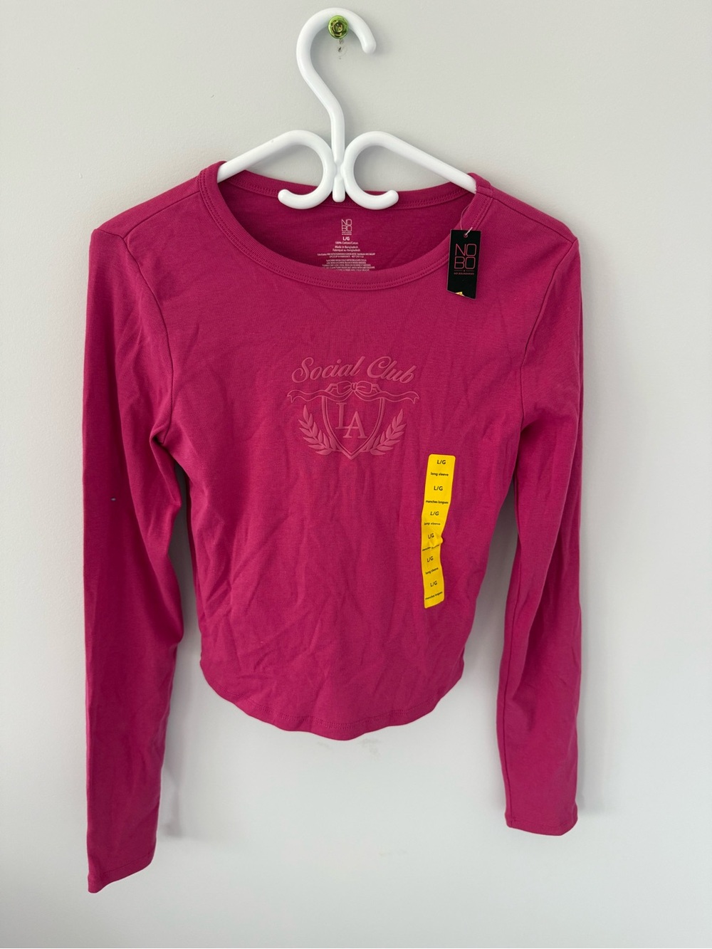 No Boundaries Pink Long-Sleeve 'Social Club' Tee